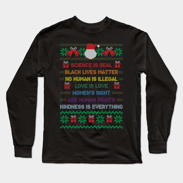 Ugly Christmas Sweater Science Is Real - Black Lives Matter Long Sleeve T-Shirt by Henry jonh